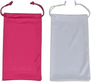[Ed Hicks] 2pcs Premium Microfiber Pouch Case Bag Microfiber Glasses Sunglasses Case Soft Sunglasses Pouch (White and Pink), 1 White Pouch, 1 Pink Pouch, One Size