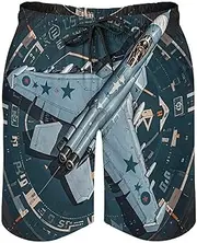 [RKJVB] Mens Swim Trunks with Mesh Lining Air Force Fighter Jet Beach Shorts Quick Dry Drawstring Board Shorts with Pocket