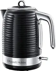 [Russell Hobbs] Inspire Electric 1.7L Cordless Kettle (Fast Boil 3KW, Black premium textured plastic, high gloss finish, Removable washable anti-scale filter, Pull off lid, Perfect pour spout) 24361