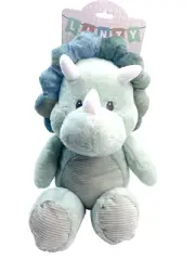 NWT Linzy Mint Green Triceratops Dinosaur 20" Baby Lovey Plush Rattle Soft Eyes