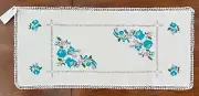 NEW Vintage German Dutch Linen Table Runner White Lace Embroidered Flowers