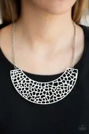 Powerful Prowl - White - Paparazzi Necklace & Earrings