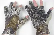 Outdoor Bionic Comauflage Hunting Gloves Anti Slip Half Finger Elastic Gloves