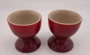 Le Creuset CERISE Red Stoneware Footed Egg Cup Holders Easter - Set of 2 - LR2