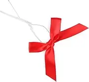 50 Pack Red Twist Tie Bow, Pre-Tied Christmas Satin Bows for Treat Bags, Packaging, Candies, Apples, and DIY Decorations