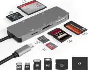 B C XD Picture Card Reader, Type C (5Gps) High Speed TF/SD/MS/M2/XD/CF 6 in 1