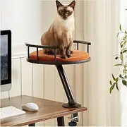 Juopool Cat Desk Bed - Desktop Attachment Cat Perch for Home Office, Spinnable Indoor Mounted Desk Bed, Elevated Nest for Work, Kitten Furniture Accessories(Black)