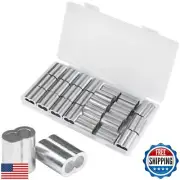 Yinpecly 24 Pcs 1/4" Cable Crimp Sleeves, Aluminum Crimping Loop Sleeve, Cabl