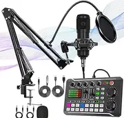 Live Sound Card with DJ Mixer Effects & Voice Changer, 2025 New Live Sound Card, F998 Live Sound Card Audio Mixer, Sound Card for Live Streaming/Gaming, LED Light Voice Changer Sound Card (#02)