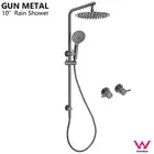 WELS Gun Metal Grey Twin 10'' Rain Handheld Shower Head Sliding Rail Lolli Taps