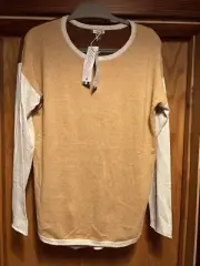 Smartwool Women's Crew Casual Sweater Honey Gold Natural Donegal Marl Large New