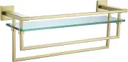 Bathroom Glass Shelf with Towel Bars 20-Inch Floating Tempered Glass Shelves wit