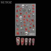 10 Pcs Nail Stickers Halloween Cartoon Cute Ghost Skull Spider Web Nail Adhesive Stickers