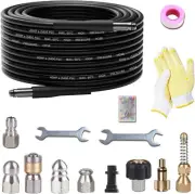 Kink Resistant 60FT Pressure Washer Hose Kit, 1/4" 5800 PSI Sewer Jetter Kit for