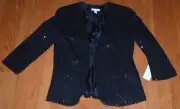 New Charter Club Womens Size-4 Black Sequin Jacket Cardigan Blazer