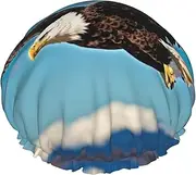 Flying Eagle Print Various Activities Shower Cap Reusable Soft And Lightweight Bath Hair Cap Long Hair