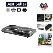 Stainless Steel Electric Double Burner with Safety Features - 1700W Efficiency