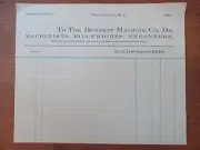 Unused 1900 Bennett Machine Co, Machinists Millwrights Engineers Providence RI