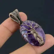 Tree Of Life Amethyst Gemstone Copper Wire Wrapped Pendant Jewerly BP 249