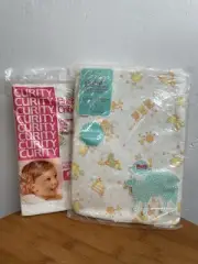 VTG Baby Crib Fitted Sheet Lot Of 2 Carter‘s /CURITY 100% Cotton Knit