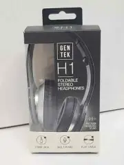 Gen Tek H1 Foldable Stereo Headphones Black/Silver Built In Mic 3.5MM Jack