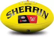 AFLW Replica Training Leather Ball, Yellow, Size 3