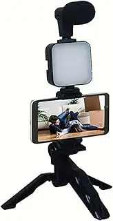 Vlogging Camera Kit - Vlogging Camera Kit, Phone Holder with Microphone | Content Creator for Podcast and Vlogging, Vlogging Kit with LED Light for Video Live Streaming Recording