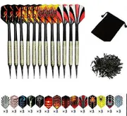 Aiyuego Darts Sets, 12 Packs Soft Darts with Soft Tip Points for Electronic Dartboard with Extra 42 Dart Flights and 100 Black Plastic Dart Tips