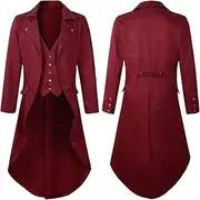 [FEOYA] Men Vintage Tailcoat Medieval Tuxedo Renaissance Coat Steampunk Gothic Jacket Retro Victorian Jacket Punk Coat Soft Breathable Pirate Party Outfits