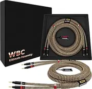 WORLDS BEST CABLES 10 Foot Ultimate - 9 AWG - Ultra-Pure OFC - Premium Audiophile HiFi Speaker Cable Pair with Eminence Gold Banana Plugs & TnBrwn Tweed Jacket
