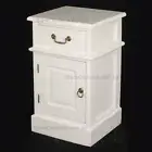 White Timber Bedside Table with drawer & cupboard, White, Bedside.