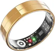 2025 Ultra Thin Smart Ring, Monitors 24/7 Heart Rate, SpO2, Sleep, Body Temperature, etc. Rings for Men and Women, No Subscription Costs, Android iOS (Gold Size 8)