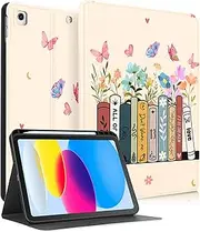 Uppuppy for iPad 9th/8th/7th Generation Case 10.2 Inch Women Girls Cute Folio Smart Cover Pencil Holder Girly Pretty Teens Aesthetic Books Cartoon Cases for Apple iPad 7/8/9 Gen A2602 A2270 A2197
