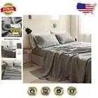 Luxurious 100% Stone Washed French Linen Flat Sheet King Size – Basic Grey