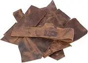 Hide & Drink, Leather Scraps with Scars for Arts & Crafts, 8" Plus Long, Different Widths (12 oz Pack) :: Bourbon Brown