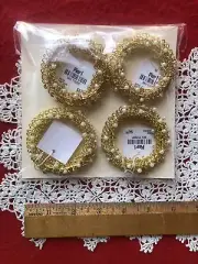 Goldtone Wire W/Pearl Beads Pier One Napkin Holders (4)