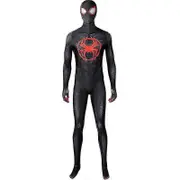 Kids Aldult Spider Man Miles Morales Cosplay Costume Party Jumpsuit Spider-man: Across The Spider-verse Fancy Dress Full set (including mask) M