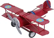 BEBEMOKO Vintage Biplane Model Decor Durable Iron Hanging Airplane Ornament for Retro Home Decoration for Birthdays and Christmas Eye Catching Red Design