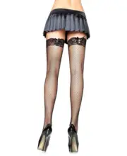 Brand New Fishnet Thigh High Stockings With Lace Top Leg Avenue 9658