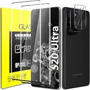 Samsung Galaxy S20 Ultra 5G Tempered Glass Screen Protector and Camera Lens Protector [Fingerprint Recognition] Clear Full Screen Coverage Glass for Galaxy S20 Ultra 6.9 inch[2+2Pack]