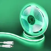 Clearhill 12V COB 320LED Strip Lights,16.4FT/5M(No Power Supply),Green,320LEDs/M,with 5521DC Male and Female Connectors,8mm Width,IP20,for DIY Home Indoor Decoration