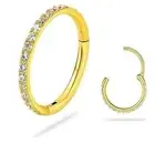 Smilebelle 14K Gold Hinged Titanium Nose Rings Hoop for Women 20G, 316L Surgical