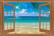Ceramic Tile Mural Backsplash Miller Tropical Seascape Window Art DMA2037