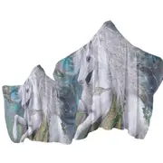 Fantasy Art Magical White Unicorn Towel with Hood