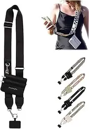 Phone Strap with Zippered Pouch, Clip & Go Strap with/zippered Pouch, Clip and Go Strap for Phone with Wallet Crossbody, Cell Phone Strap Crossbody, Clip and Go Strap with Pouch