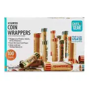 Pen+Gear Assorted Coin Wrappers, Assorted Colors, 100 Count