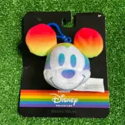 Mickey Mouse Disney Rainbow Collection Keychain Clip-On Pride Soft Plush Toy NEW