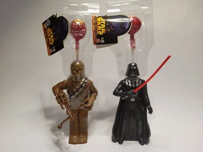 STAR WARS SPIN POP CANDY SET OF 2, CHEWBACCA AND DARTH VADER HASBRO CAP NEW