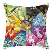 45x45cm Eevee Evolution Cushion Cover Cartoon Anime Pillowcase Sofa Car Plush