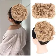 Hairpiece Messy Wavy Bun Hair Piece Synthetic Elastic Drawstring Ponytail Clip in Hairpiece For Black Women Daily Use(22#)